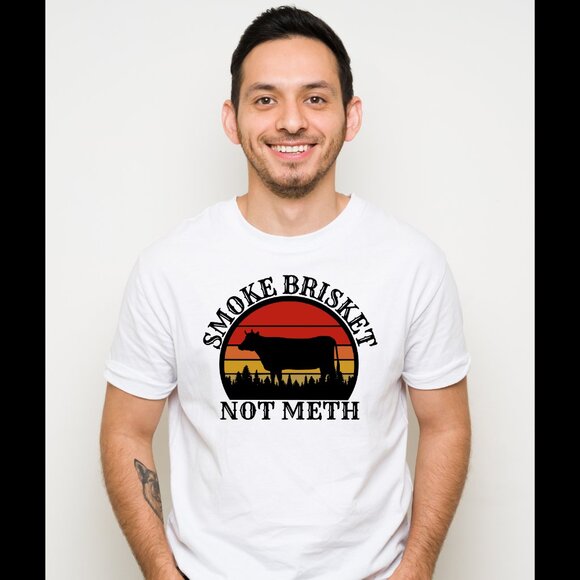 Men's Smoke Brisket Not Meth Tee Shirt - Picture 1 of 3